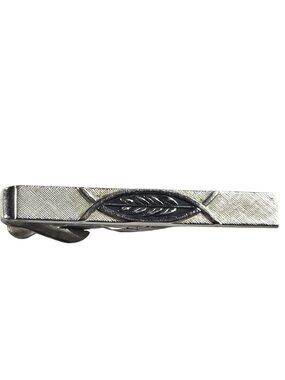 Vtg Swank Silver-Tone Tie Clip Leaf Design Classic Mens Accessory